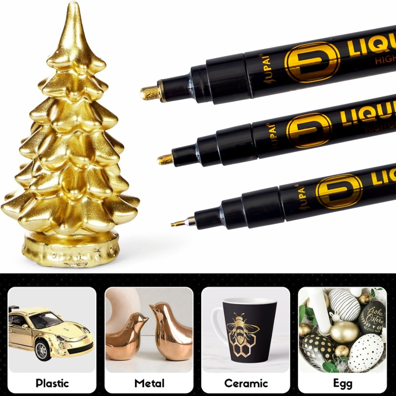 Mirro Silver Paint Marker Liquid Chrome Marker DIY Silver Marker Pen for Model Metal, Plastic, DIY Craft