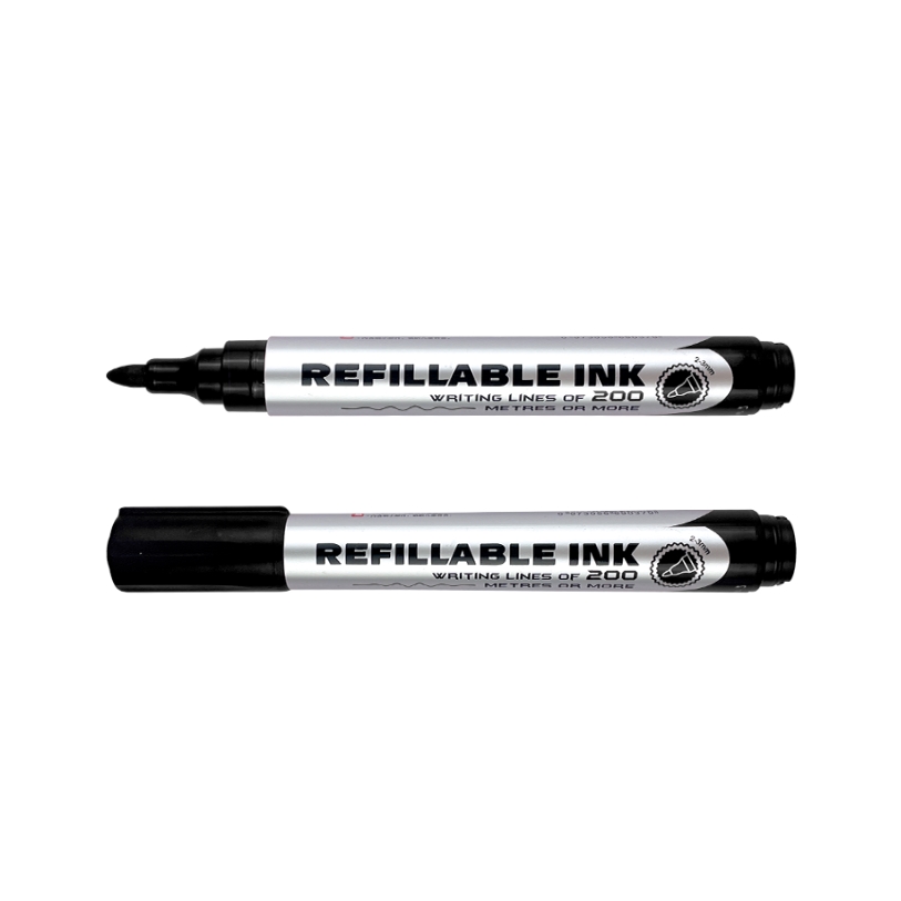 Refillable Permanent Markers Quick Drying And Fade Resistant Fine Tip Marker Pen For Wood, Plastic, Glass, Metal, Paper, School Or Office